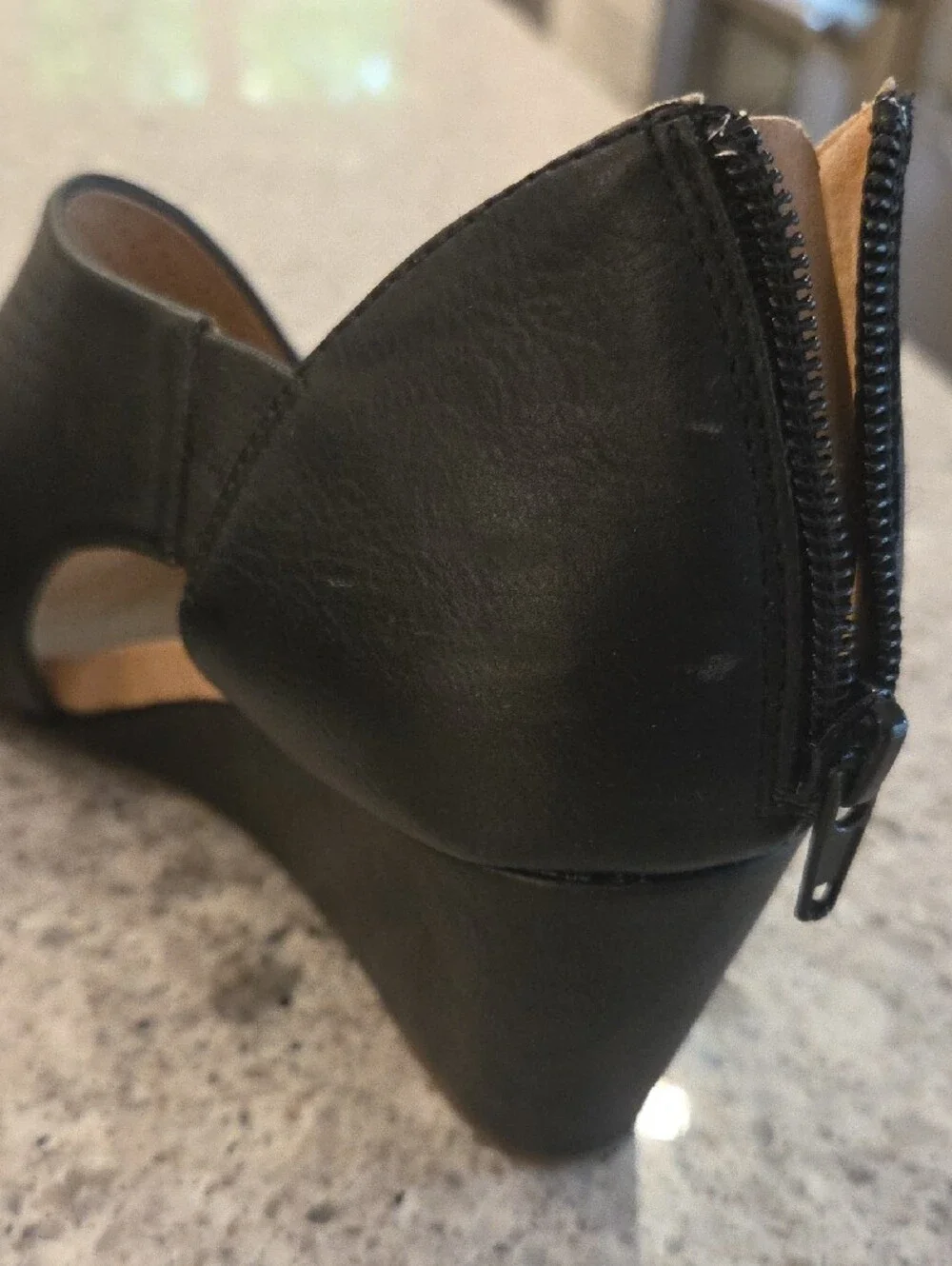 Perforated Black Open-Toe Wedge Sandals - Women's 10 Comfortable Dressy Casual